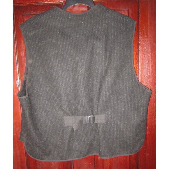 Woolrich Men's 2XL VTG Wool Vest Black Gray Zipper Front Cargo Utility Pockets - Picture 2 of 3